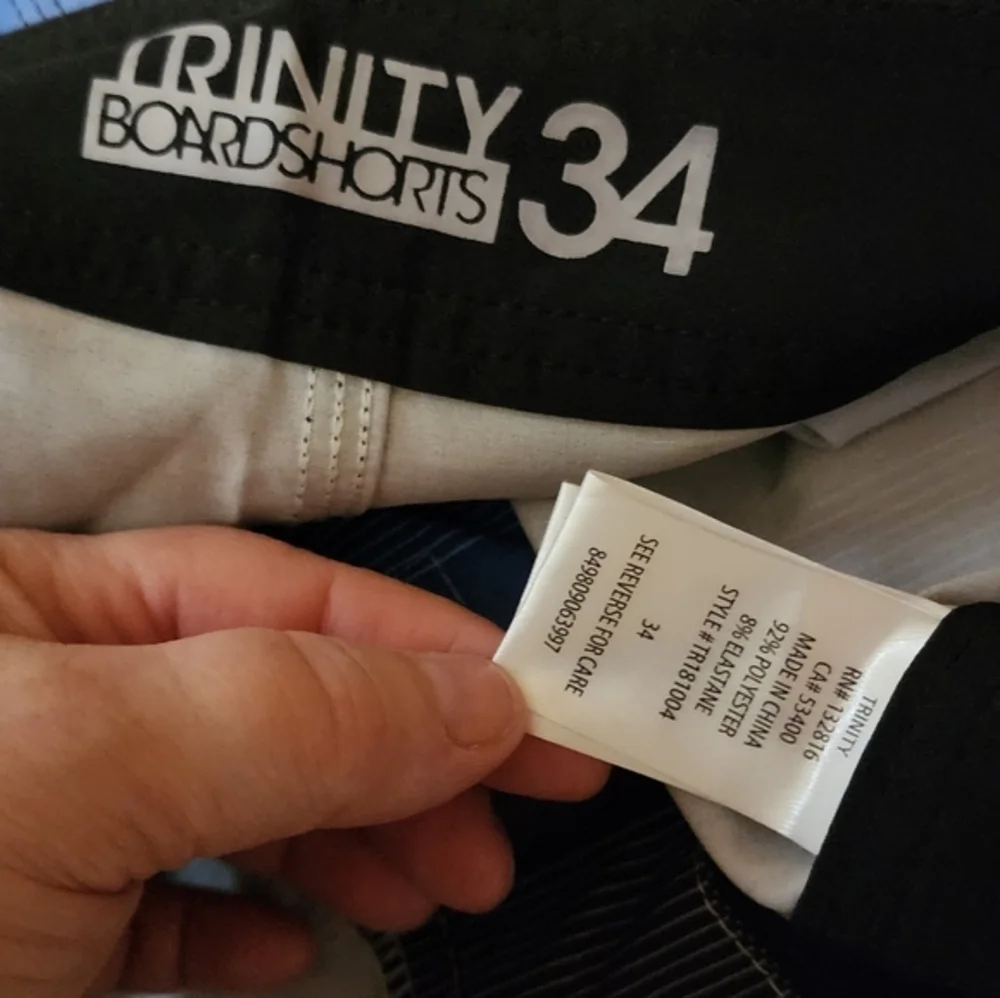 Trinity Board Shorts Size 34 Blue White Striped Swim Trunks Beach‎ Trunks A102